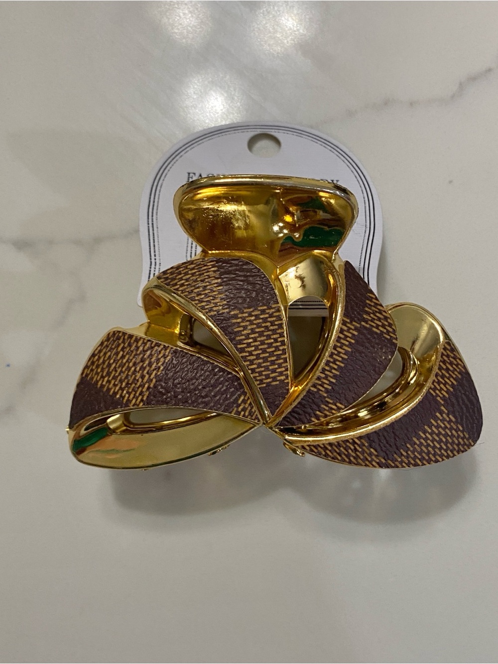 Gold & Brown Patterned Women's Hair Clip